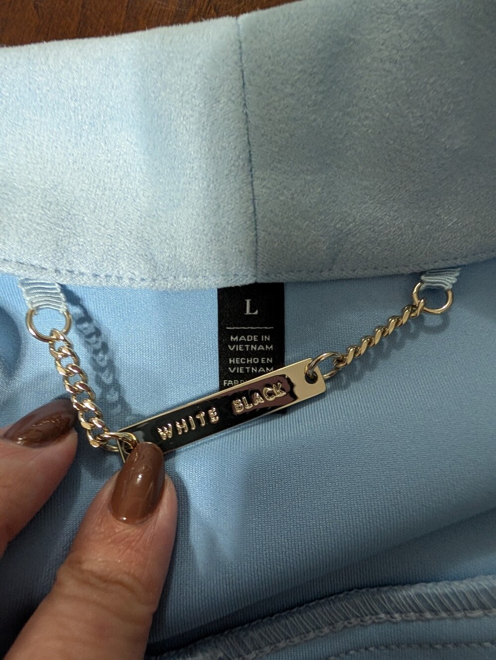 White House Black Market Baby Blue Suede-like Cropped Jacket, Size L - Picture 5 of 5